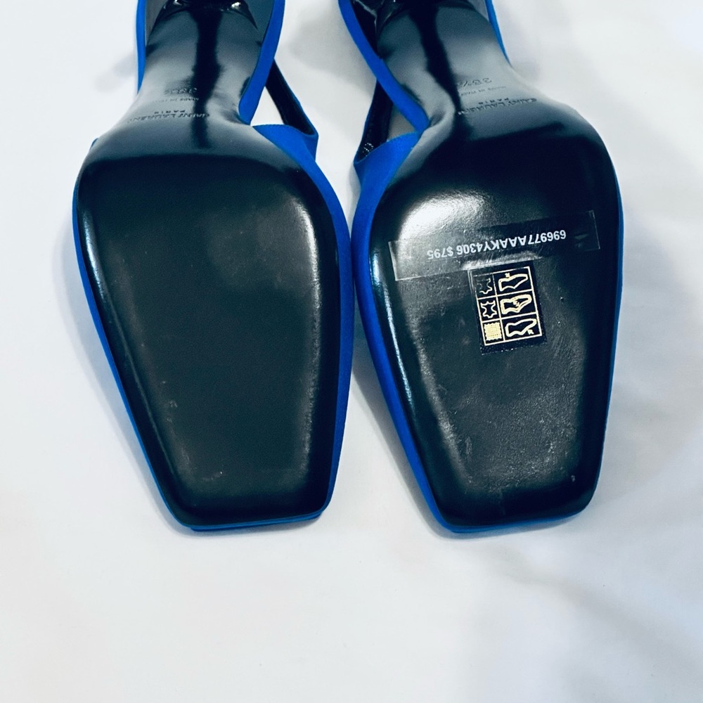 Saint Laurent YSL Satin Slingback Heels - Picture 9 of 12